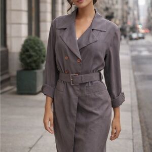 Elegant Gray Belted Trench Coat